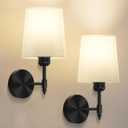 Ouyulong Battery Operated Wall Sconces Set of 2, Wireless Rechargeable Dimmable Wall Light with 5600mAh RGB Bulb and Remote for Bedroom, Living Room, Hallway (Black)