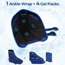 KingPavonini Ankle Foot Ice Pack Wrap for Sprained Ankle and Surgery Recovery, Reusable Gel Ice Packs for Feet Injuries, Plantar Fasciitis, Achilles Tendonitis, Standard Size(1 Wrap+4 Gel Packs)