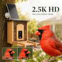 Smart Bird Feeder Camera, AI Bird Recognition, Solar 2K HD, 2.4GHz WiFi | AI bird recognition for 16000+ species, motion alerts,night vision,easy refill,bamboo build,stable 2.4GHz WiFi smart feeder