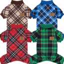 XPUDAC 4 Pack Dog Pajamas Plaid Dog Clothes for Small Medium Dogs Girl Boy Comfy Puppy Onesie Pet Christmas Outfit Cat Pjs Jammies, 2XL (XX-Large(Chest-22.8" Back-17.8" Neck-12.6"))