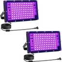 Black Light, 100W Outdoor Blacklight with Plug, 2 Pack Durable Black Lights for Glow Party, Dance, Halloween Decor, Fluorescent Body Painting and Stage Lighting