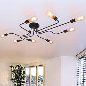 jose2015 Modern Sputnik Light Fixture, Black Dining Room Ceiling Light with E26 Socket,Lampara para Comedor Moderna for Kitchen Living Room Bedroom Office(8-Light No Bulbs) (43.7inch)