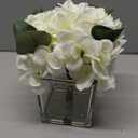 Faux Hydrangea Flowers in Vase, Small Silk Flowers in Vase with Fake Water for Home Decor Wedding Table (Cream)