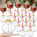 Patelai 18 Pcs Christmas Drink Balls Shot Glass Ornament Plastic Fillable Xmas Tree Ornaments Clear Xmas Water Bottle Bulbs for Holiday Party Decoration(Round,150 ml)