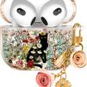 for Airpods 3rd Generation Case - Quicksand Liquid Cute Mujer Girl Women Aesthetic Cover Sparkling Sparkle Glitter Bling Sparkly Cat Flower Floral Keychain Girly for Airpods 3 Case
