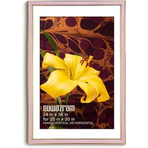 Suede 24x36 Frame - Single Frame, Christmas Elegant Pink 24 x 36 Poster Frame with Mat for 20x30, 24x36 Picture Frames for Artwork, Puzzles, Photos and Movie Posters