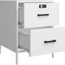 Steehoom Nightstand,2 Drawer Metal Locker End Table Lockable Bedside Table Storage Cabinet for Bedroom, Dorm, 21.26H X 15.75W X 15.75D (2 Drawer, White), 15.75 inches x 15.67 inches x 21.26 inches