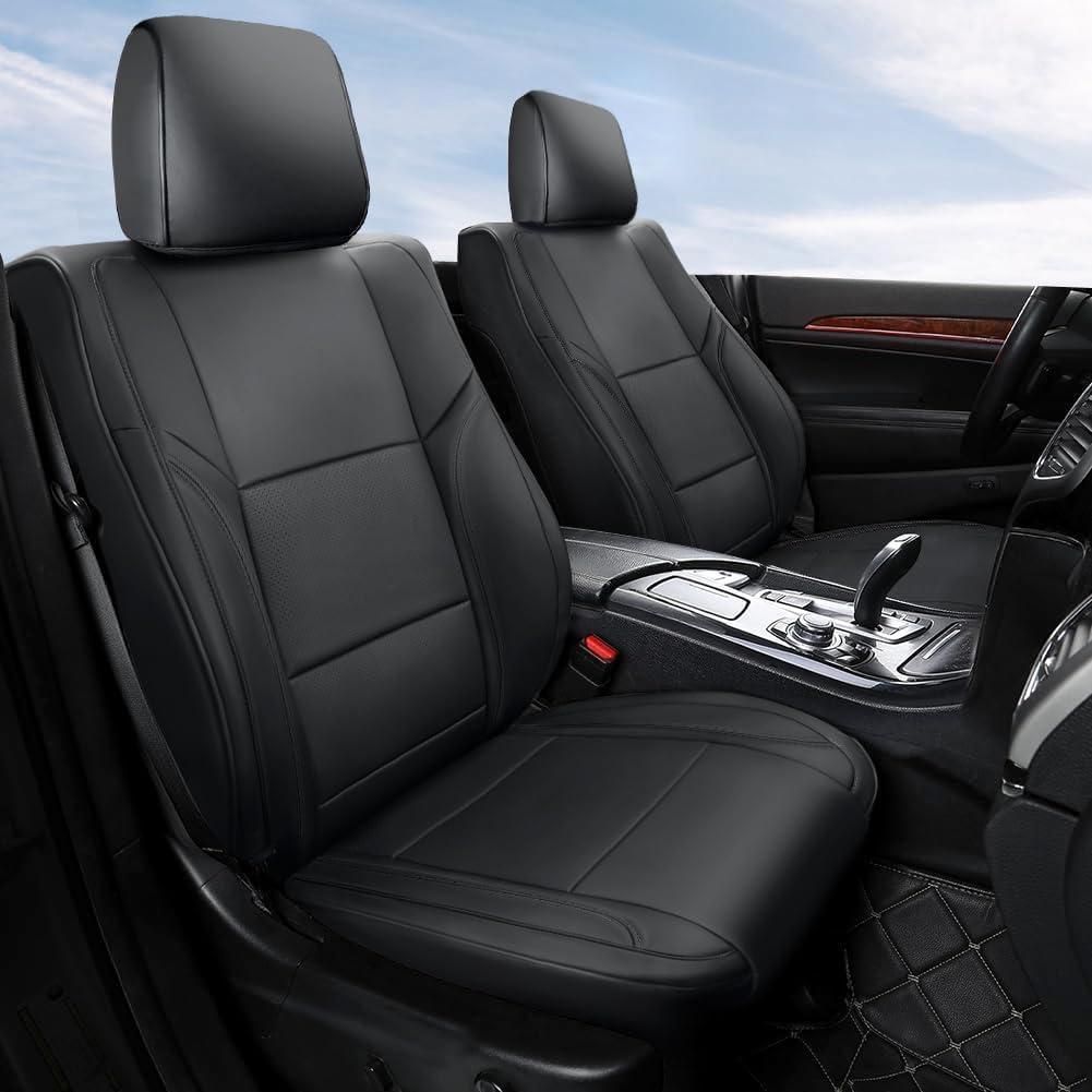 GIANT PANDA Customized Fit Challenger Leather Car Seat Covers for Dodge Challenger SXT R/T Sport Seat Covers 2015-2024, Not fit Base/Performance Seats, Full Set Covers (Black)