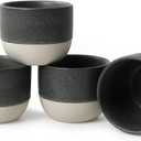 4oz Espresso Cups Set of 4, Ceramic Demitasse Coffee Cups for Espresso, Latte, Cappuccino  Two-Tone Stackable Small Mugs for Home, Cafe, Restaurant  Dishwasher & Microwave Safe (Matte Black-4oz)