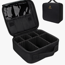 Relavel Travel Makeup Train Case Makeup Cosmetic Case Organizer Portable Artist Storage Bag with Adjustable Dividers for Cosmetics Makeup Brushes Toiletry Jewelry Digital Accessories Black