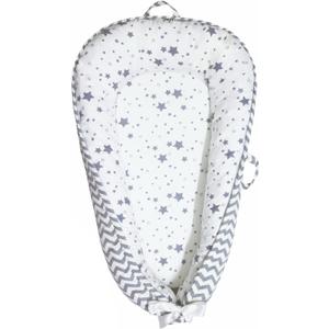 Baby Lounger | Organic Cotton Infant Lounger | Reversible, Adjustable & Portable Floor Lounger |Supervised Use | Soft, Breathable, Washable Cover - Star Collection (Gray) (Grey)