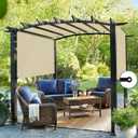 ECOOPTS 12'x12' Outdoor Shade Cover Canopy Sun Shade Cover with Grommets Weighted Rods for Pergola Patio Porch (Beige)