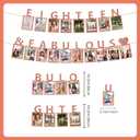 18th Birthday Decorations Photo Banner - 2 Pcs Rose Gold Pre-strung Glitter Eighteen Fabulous Photo Banners with 18 Picture Frames Party Supplies for Girls Teenager Adult Celebrations Backdrop Decor