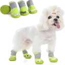 Dog Shoes for Small Medium Dogs, Dog Boots & Paw Protectors with Soft Anti-Slip Rubber Sole, Mesh Breathable Dog Shoes for Winter Snowy Day, Summer Hot Pavement (Green, 35# (0.9"x1.1")(WxL))