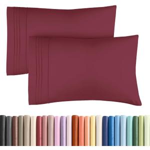 King Pillow Cases Set of 2 - Ultra Soft Hotel Quality Pillowcase Covers - Comfy, Cozy & Wrinkle Free - Shrinkage, Stain and Fade Resistant - Machine Washable Pillow Protectors - 2 Piece Set - Burgundy