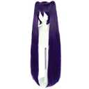 JoneTing Dark Purple Ponytail Wig+ Hair Cap Long Purple Straight Wig with Double Ponytais and Bangs for Women Long Violet Hair for Anime Cosplay Halloween Party Costume Outfit