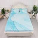 Sheet Set Blue Marble: Full Size Aqua Blue Bed Sheets for Teen Girls Kids Women Deep Pocket Baby Blue Marbling 4PC Bedding Sets with 1 Flat Sheet & 1 Fitted Sheet & 2 Pillowcases