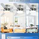 52 Inch Brushed Nickel Ceiling Fan with Light, Flush Mount and Remote Control, Dimmable 3-Color Temperature LED, 6-Speed Reversible DC Motor, 5-Blade Modern Design for Indoor or Outdoor
