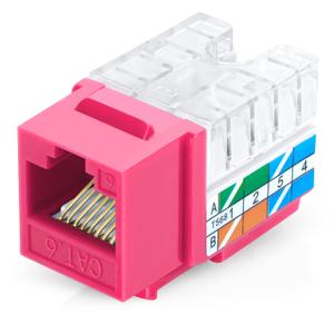 Everest 90 Angled RJ45 Cat6 Keystone Jacks 10-Pack in Pink - Slim Profile Female RJ45 Connectors - Cat 6 Keystone Jack - Compatible with 90 Angled Speed Termination Tool - easyJACK (B094WB91H3)