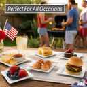 Ilyapa 50 White Square Disposable Plates - 4.5" Inch, Plastic Disposable Mini Square White Plates, for Appetizers, Dessert, & Tasting