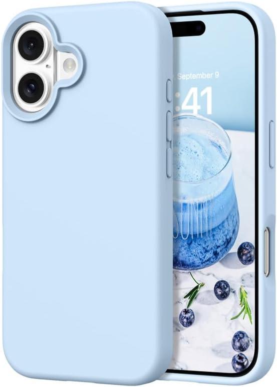 DOMAVER Case for iPhone 17 6.3'' Smooth Liquid Silicone Soft Gel Rubber Microfiber Lining Cushion Cover Shockproof Protective Phone Cases Compatible with iPhone 17 - Light Blue