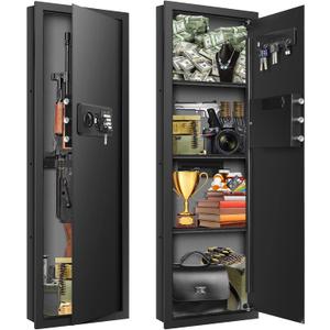 43.3" Tall Fireproof Wall Safes Between the Studs 16" Centers, Electronic Hidden Safe with Removable Shelf, Fireproof in Wall Safe for Money Jewelry Passport (Black Lock)