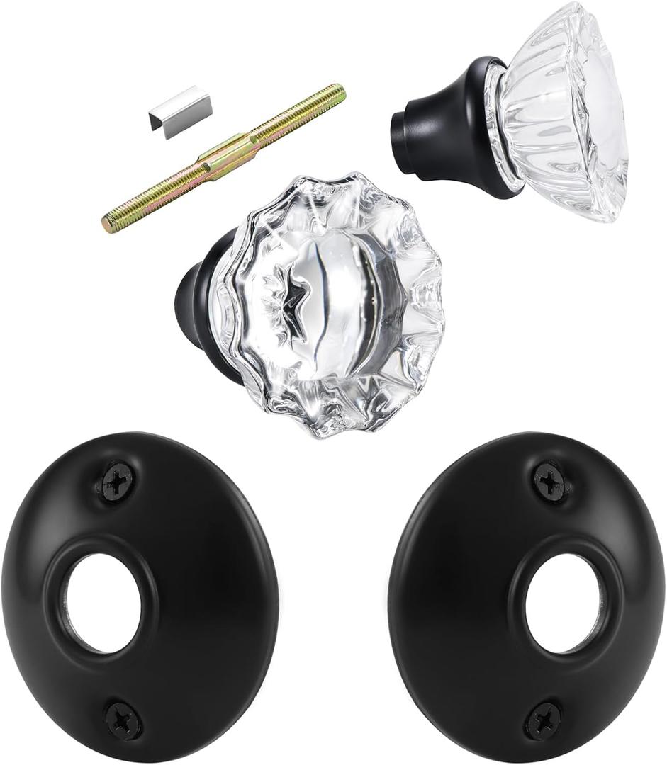 Matte Black Glass Door Knobs + Matte Black Door Knob Rosettes
