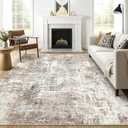 10x12 Area Rug Living Room: Washable Large Abstract Modern Soft Rugs Stain Resistant Indoor Floor Non Slip Accent Carpet for Bedroom Nursery Playroom Office Dining Room Dorm Home House- Brown