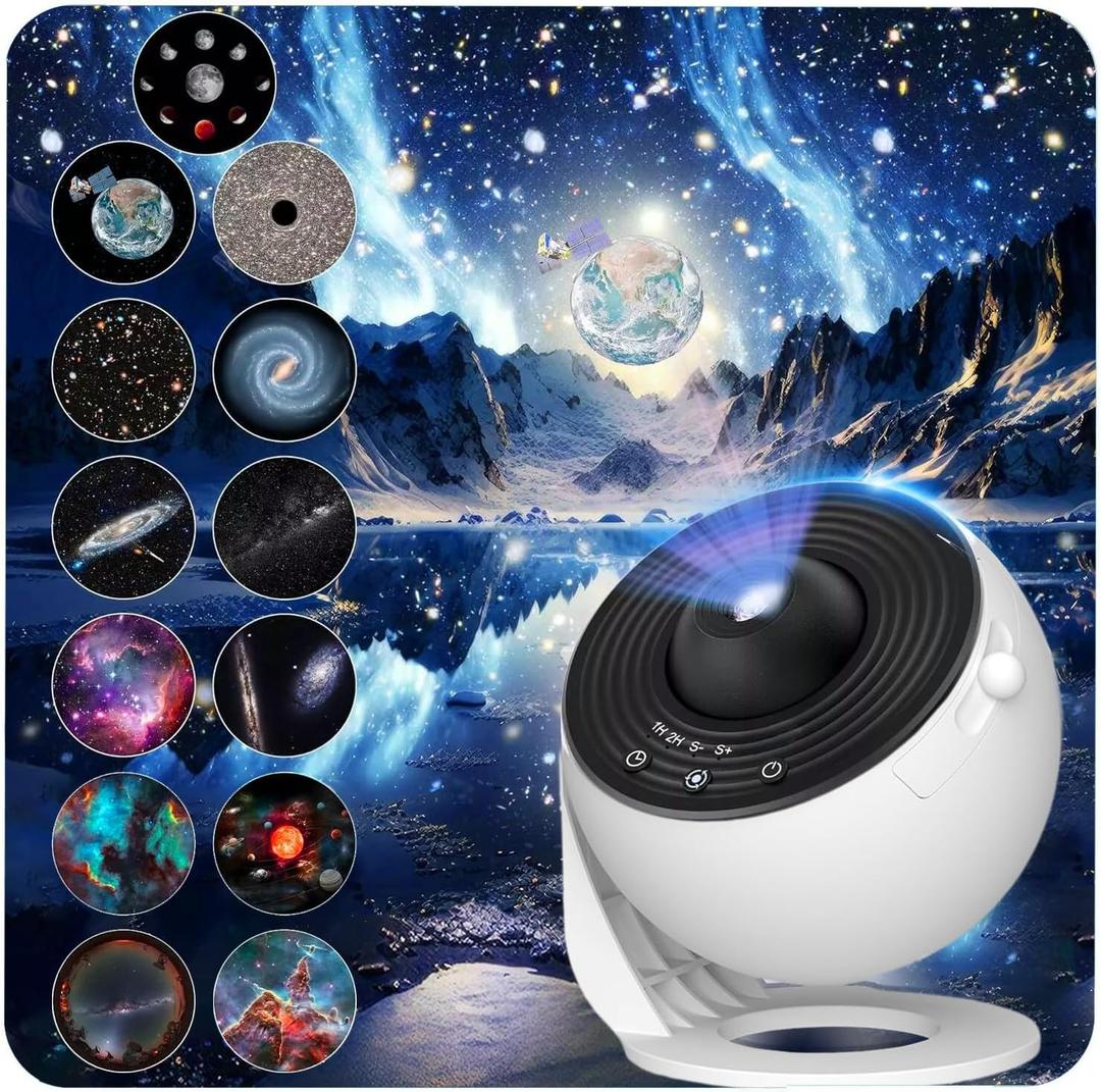 Galaxy Projector for Bedroom, Upgraded HD Star Projector Lens, 13 in 1 Planetarium Star Projector with Solar System & Constellation - 360 Rotating with Timer, Adjustable Knob, Kids Adults Room Decor
