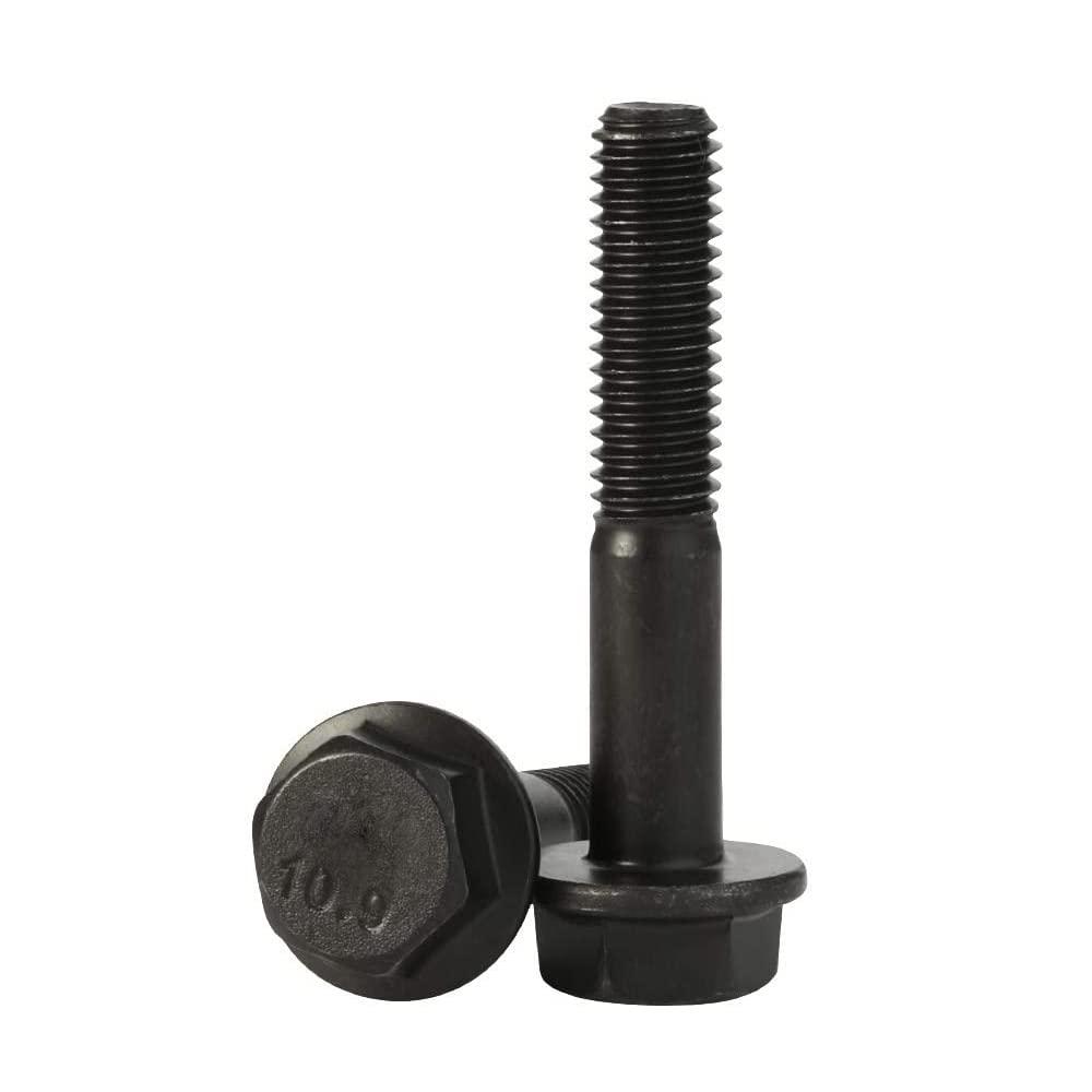 M6 x 60mm Flanged Hex Head Bolts Flange Hexagon Screws, Half Thread, Alloy Steel, Black Oxide Finish, Quantity 10