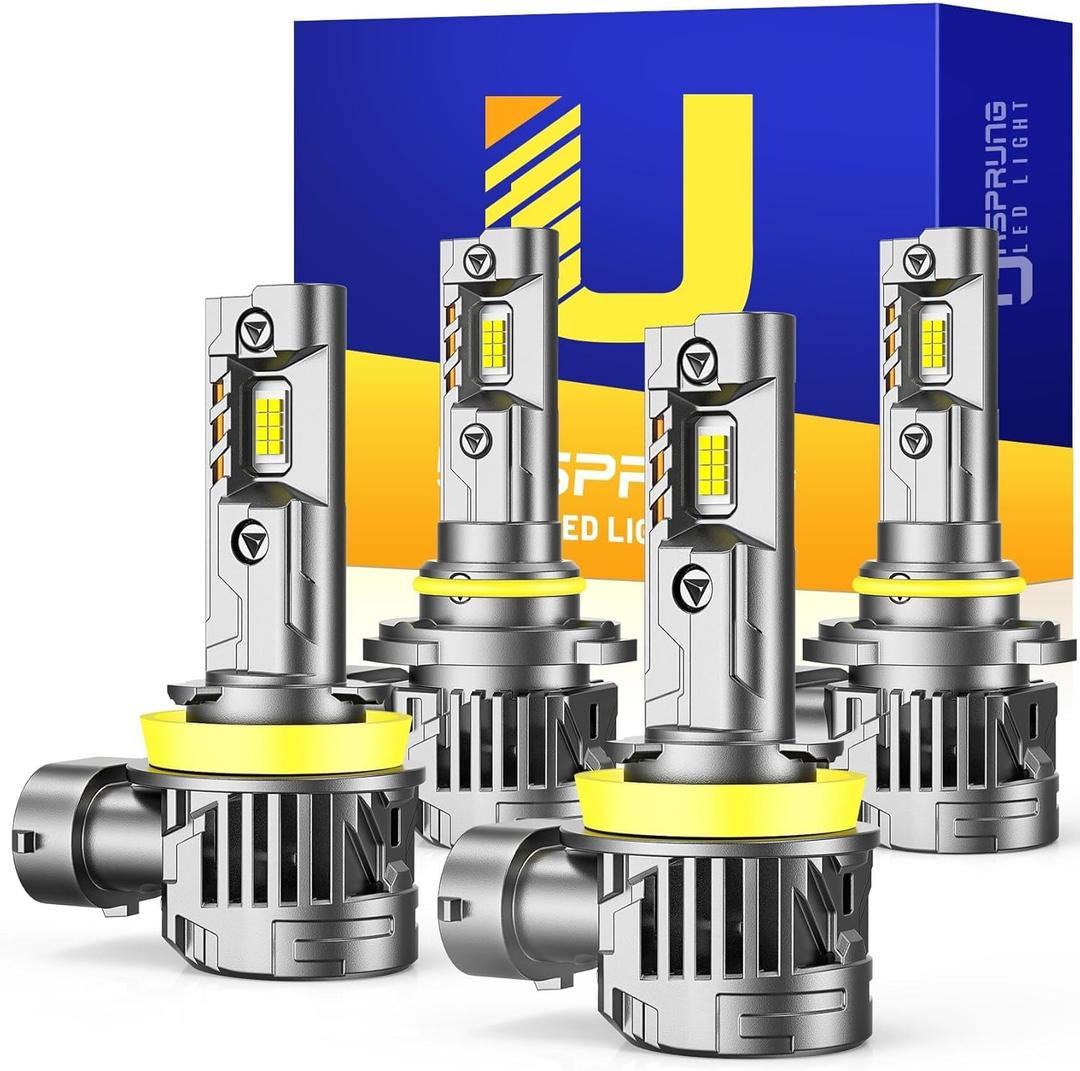 FAHREN  H11 9005 LED Bulbs Combo,   Super Brighter, 1:1 Size Easy Installation 9005 H11 Driving Light Bulbs, Plug-N-Play Canbus Ready, Pack of 4