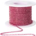KAOYOO 10 Yards 2.5mm/0.1" Crystal Rhinestone Close Chain Trim Sew on Trim for Sewing Crafts,DIY Decoration,Jewelry,Wedding (Rose)