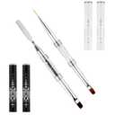 2 x 2pcs Hard Gel Nail Brush, Premium Nylon Builder Gel Art Brushes for Nails French Manicure Design Brush Easy To Use And Clean Nail Hard Gel Brushes Tool for Home And Professional Nail Salons