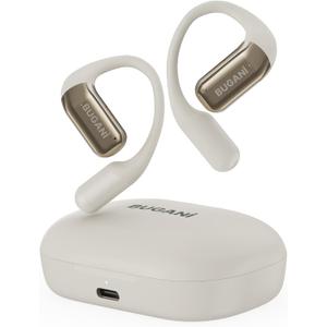 BUGANI Open Ear Headphones, Bluetooth 5.2 Open Ear Earbuds with Microphone, ENC Clear Talk, Immersive Stereo Sound, Fast Charging, 32H Playtime, Waterproof, White
