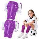2 Pairs Soccer Shin Guards Shin Pads Extra Lightweight Slide in Shin Guards for Soccer Football Training Match Outdoor Activities Protective Equipment for Boys Girls (Purple), Pack Of 2