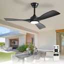 Depuley 42-Inch Ceiling Fan with Light: Black 3 Blade Outdoor Fans for Patios - Dimmable Ceiling Fan with Remote Control Fandelier Quiet DC Motor Reversible 6 Speed Timer