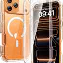 Diaclara Magnetic Designed for iPhone 17 Pro Max Case Full Body Bumper,[Compatible with MagSafe] Military Drop Proof Cover with Built-in Touch Sensitive Anti-Scratch Screen Protector, Clear Glitter