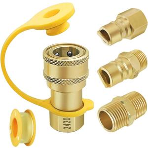 Propane Quick Connect Fittings, 1/2" Propane Gas Fitting, Natural Gas Hose Connect and Disconnect Kit, 1/2inch Male and Female Gas Line Quick Connect Fittings (Brass,4PCS)