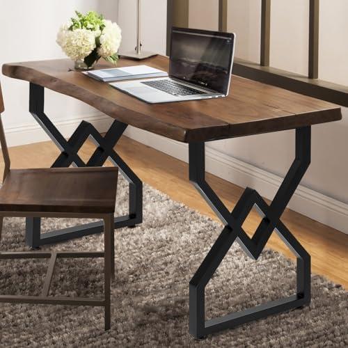 PHWOTAN 28 in Height x 20 in Wide Metal Table Legs 28 inch Heavy Duty Desk Legs Modern Industrial Black Metal Legs for DIY Dining Tables (Set of 2), 28" x 20", Black Diamond Shape