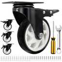 Caster Wheels 4 Inch, Heavy Duty Caster Set of 4, Swivel Castor Wheel with Dual Locking Brakes, Silent Polyurethane (PU) Wheels-Black