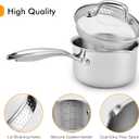 Stainless Steel Saucepan with Glass Lid, 2.0 Quart Multipurpose Sauce Pan, Sauce Pot with for Easy Pour with Ergonomic Handle