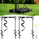 Tinnmao Basketball Hoop Anchor Tie Down Kit High Wind, 18'' Heavy Duty Steel Basketball Goal Anchors with Adjustable Straps for Secure and Durable Court Setup for Mounting Trampoline