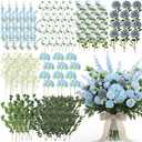 144 Pcs Blue Artificial Flowers Bouquet Set 8 Kind with Long Stem