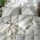 MooMee Bedding Pillowcases Pack of 2 100% Washed Cotton Linen Like Textured Breathable Durable Soft Comfy (Pastel Grey, King)