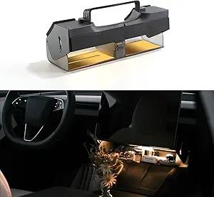 TPARTS Hidden Magnetic Under Screen Storage Box for Tesla Model 3 Highland 2024+/Model Y Juniper 2025+, Console Organizer Dashboard Tissue Holder with Warm White Light (Standard/Premium/Performance)