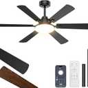 52 Inch Ceiling Fans with Lights, Upgraded 6 Blade Design, Remote Control, Ultra Quiet Reversible DC Motor, 6 Speeds, 3CCT Dimmable LED, Memory Function, Double Sided Blade for Bedroom Livingroom