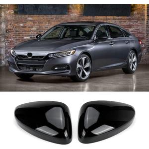 1Pair Black Side Mirror Cover Cap Housing Compatible with Honda Accord 2018 2019 2020 2021 2022 without Turn Signal, Direct Replacement, 87945-52251, 87915-52251