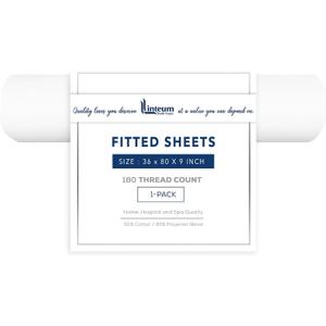 Linteum Textile Supply White Fitted Sheet Twin 36x80x9 Inches 1-Pack Poly Cotton Blend 180 Thread Count Durable Breathable Easy Care Bottom Sheets for Hospitals, Hotels, Healthcare, Spa (36"x80"x9" Fitted Sheet)