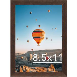 8.5x11 inch Picture Frame Dark Brown for Certificate Poster and Photo, Horizontal and Vertical Formats for Wall Hanging or Tabletop, 8.5x11 Frame with Shatter Resistant Plexiglass, Dark Brown