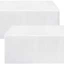 HolidayIdeas Fitted White Tableclothes - 72 x 30 Inch - 2 Pack Rectangle Table Covers for 6 Foot Tables, Polyester Fabric Tablecloths for Christmas, Parties, Wedding, Trade Show